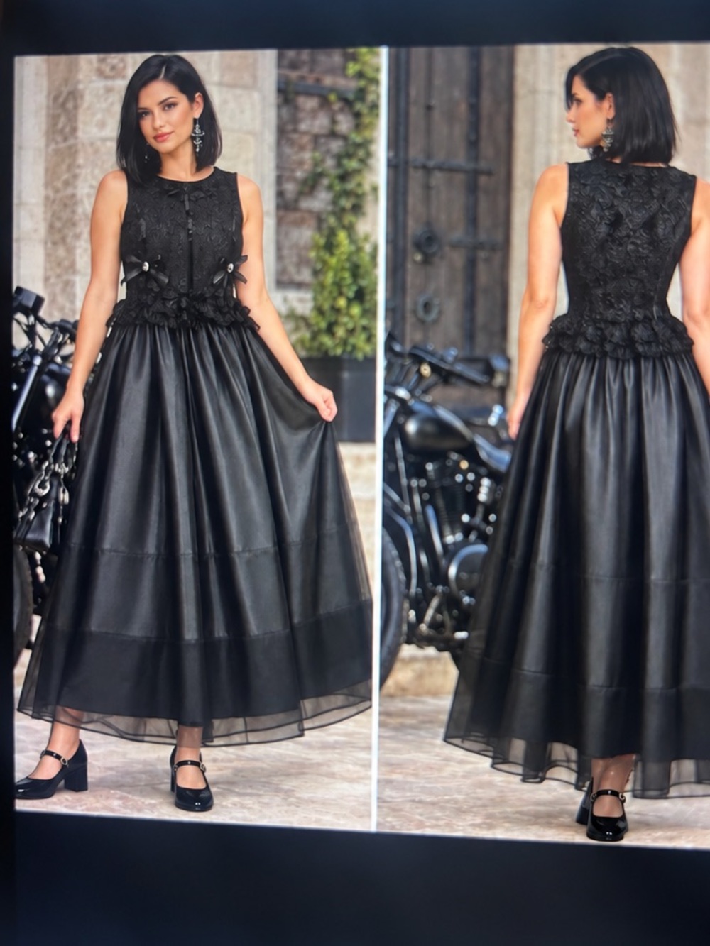 🔥NWT DOSE black sleeveless maxi  gothic 3 different fabrics dress XL